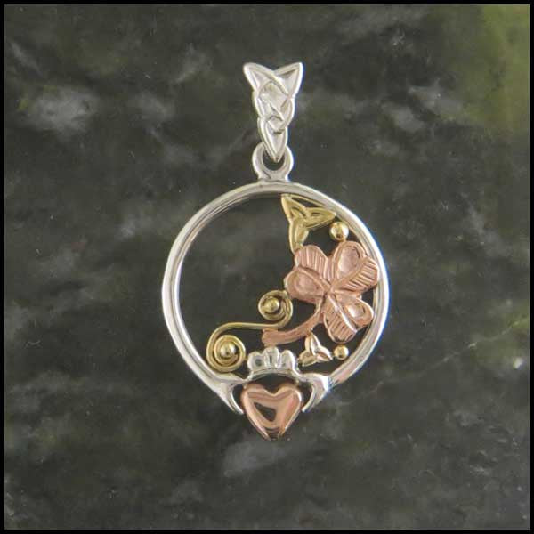 Sterling Silver and Gold Claddagh Pendant