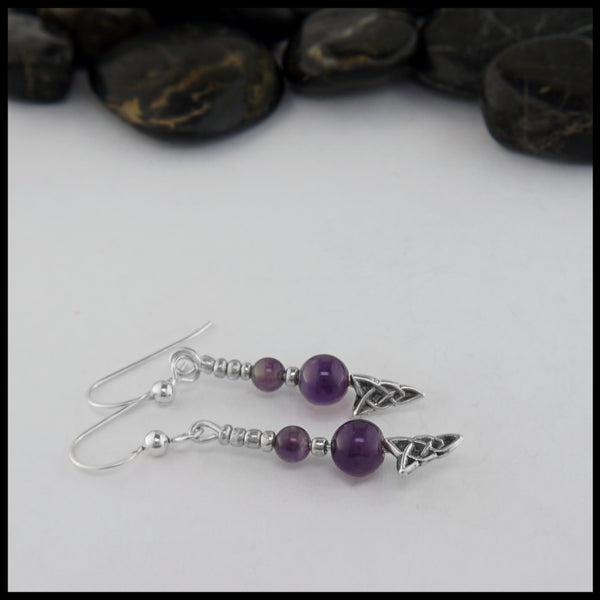 amethyst earrings with celtic knot 