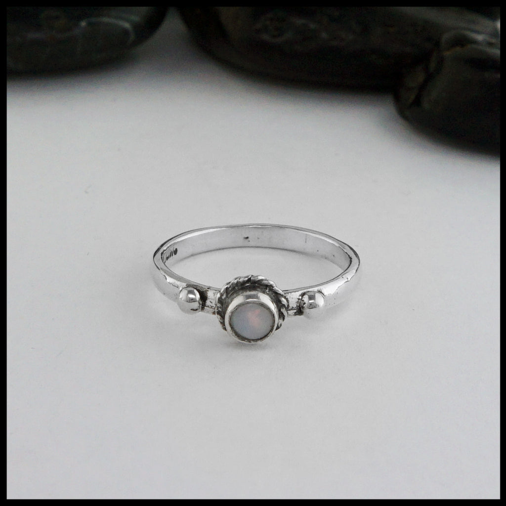 opal ring with bead detail 