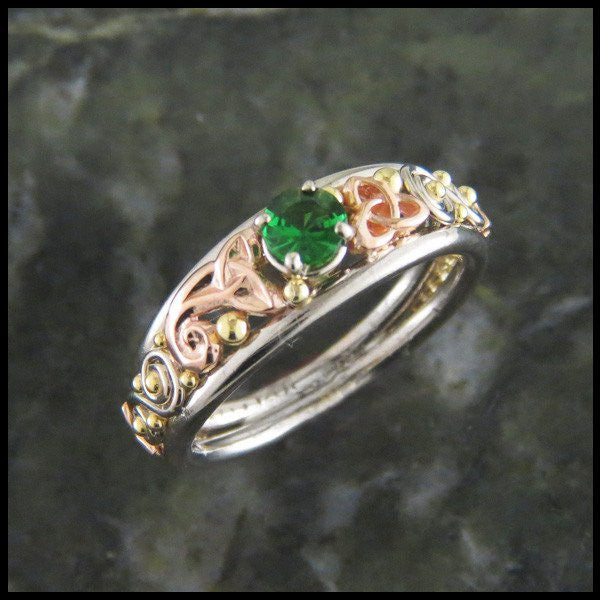 Celtic Jewelry Set With Rare Green Tsavorite Garnets