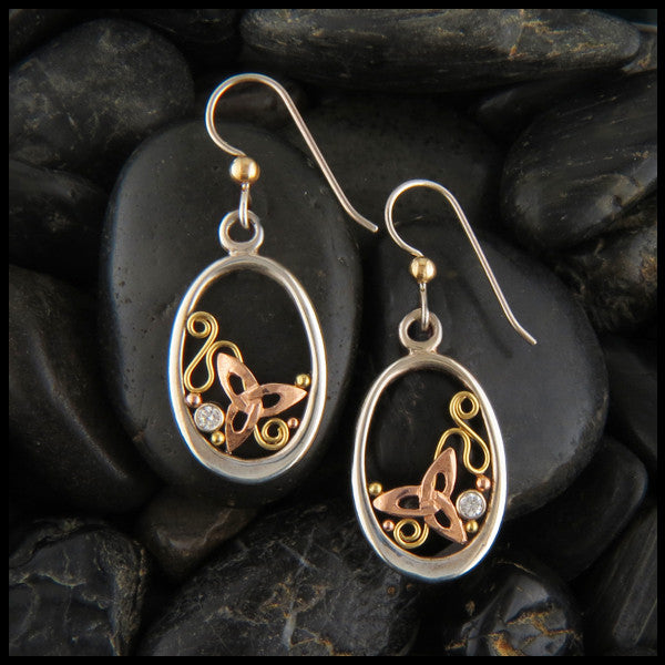 Sterling Silver and Gold Celtic Earrings
