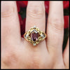 Custom Rose Zircon and Diamond Frame Ring