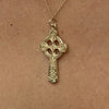 Reverse of the Small Trinity Celtic Cross in 14K Gold with interlaced knotwork
