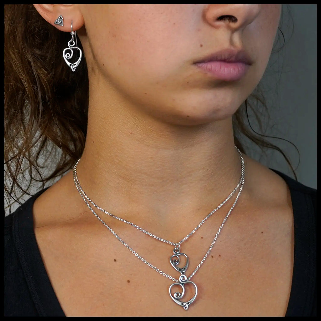 Anna's Heart Pendant and Drop Earrings