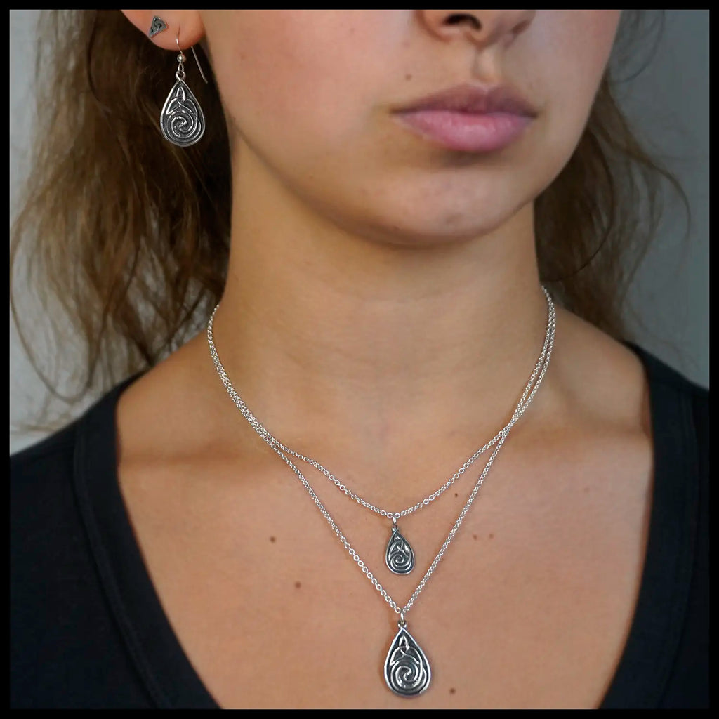 Celtic Spiral Drop Set in Silver