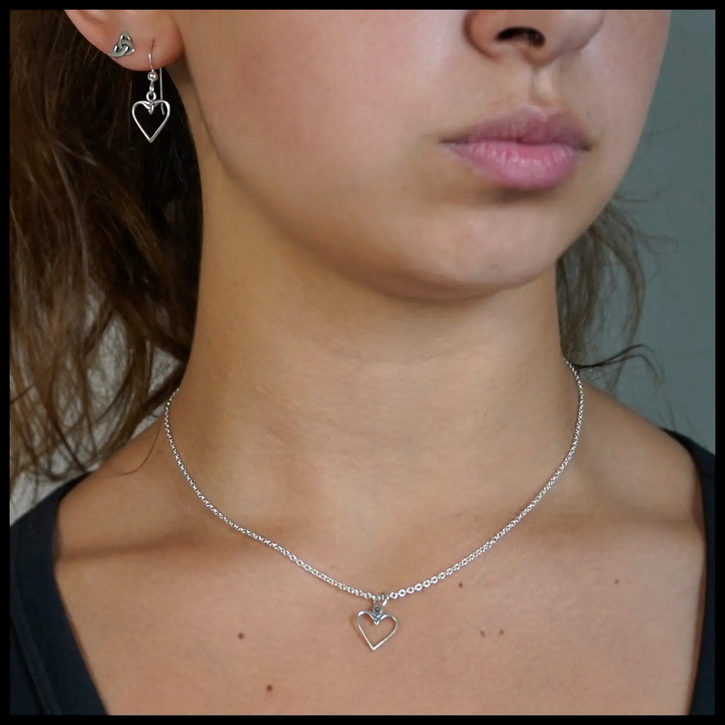 Colleen's Heart Pendant and Earring Set in Sterling Silver