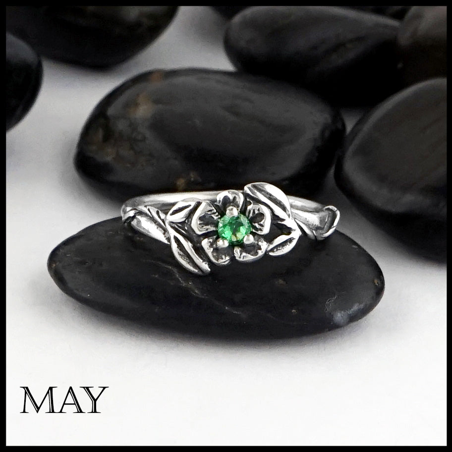 May Birthstone flower ring