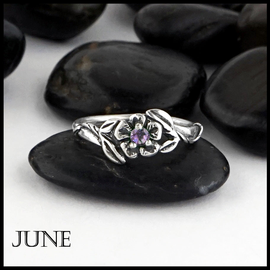 June Birthstone flower ring