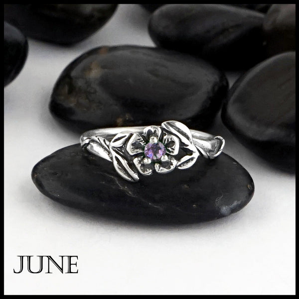 June Birthstone flower ring