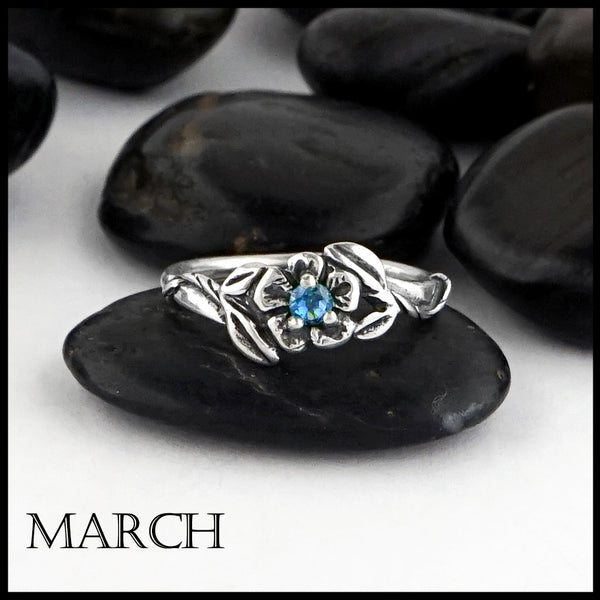 March Birthstone flower ring