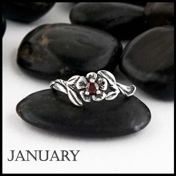 January Birthstone flower ring