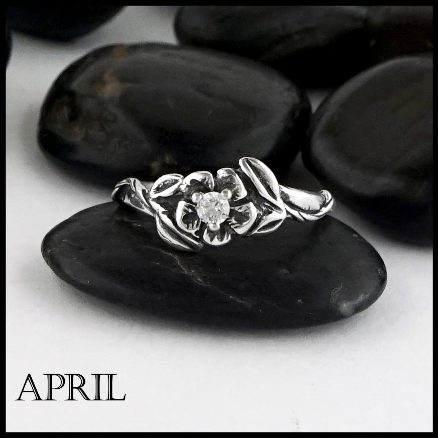 April Birthstone flower ring
