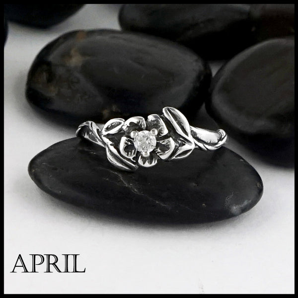 April Birthstone flower ring
