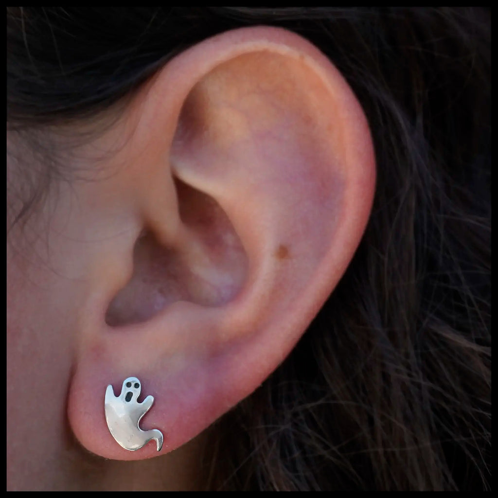 Ghost Post Earrings in Silver