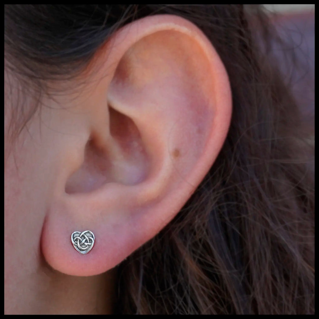 Robin's Heart Post Earrings in Silver