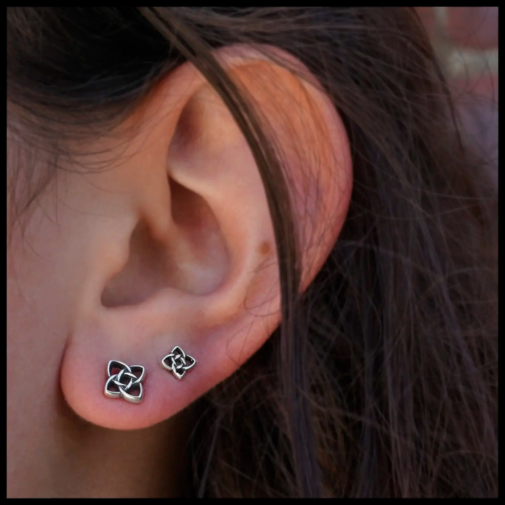 Starlight Knot Post Earrings in Silver