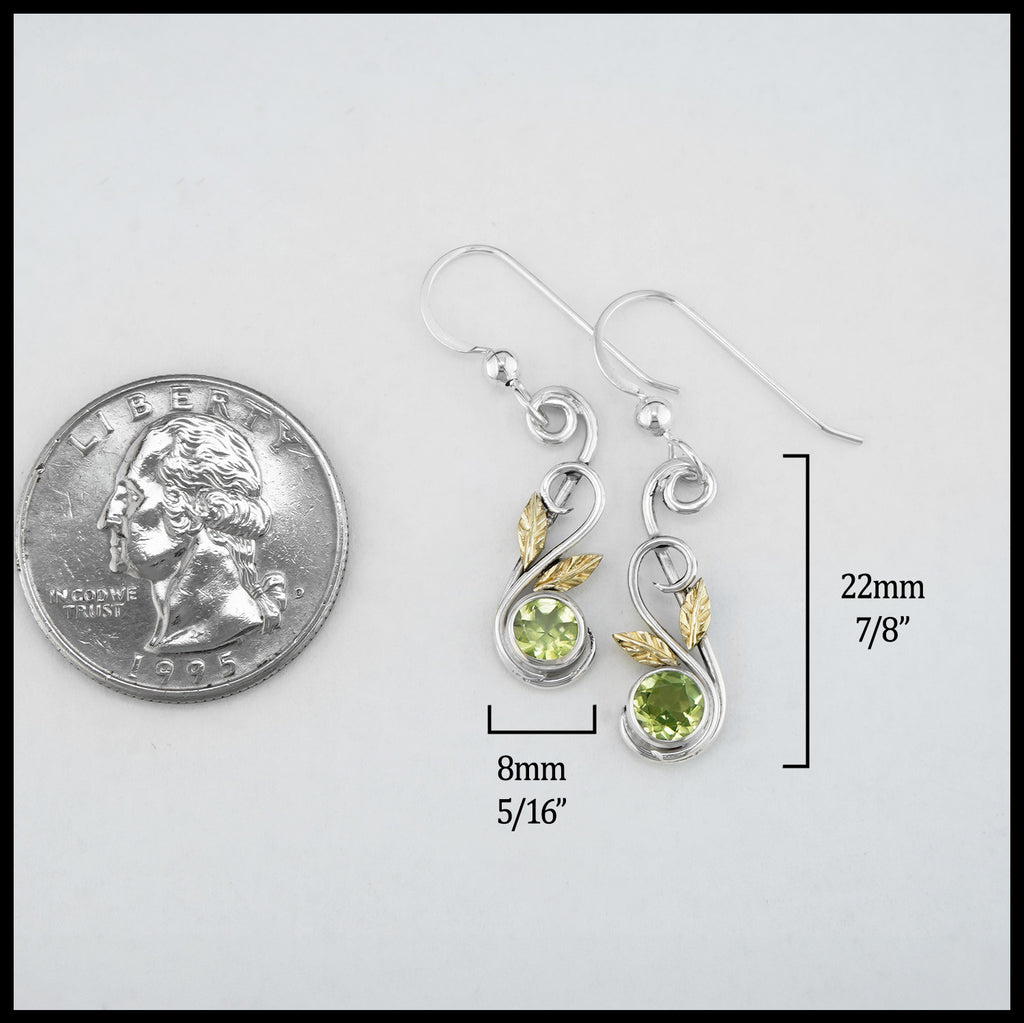 Leafy Peridot Drop Earrings