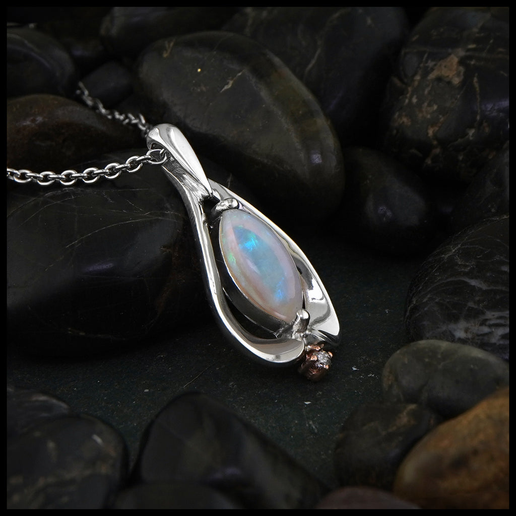 Large Opal and Diamond Pendant