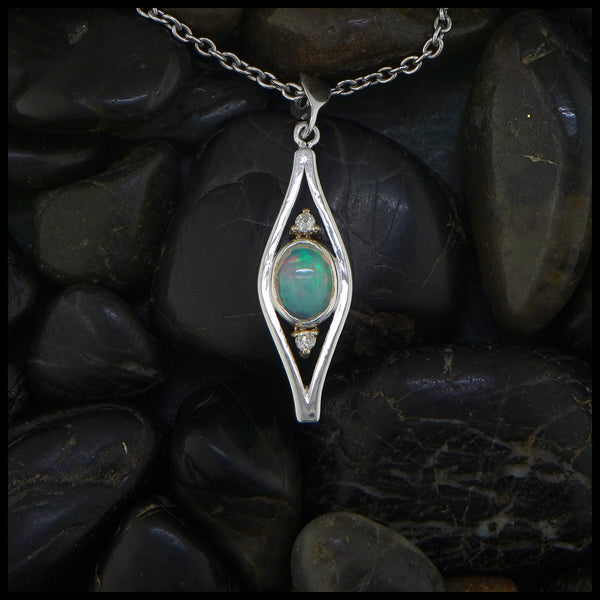 Oval Opal and Diamonds Pendant