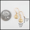 14K Yellow Gold Drop Earrings 10mm wide by 13mm long, not including ear wire.