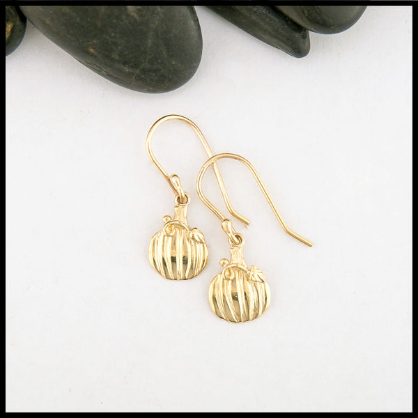 Yellow Gold Pumpkin Drop Earrings