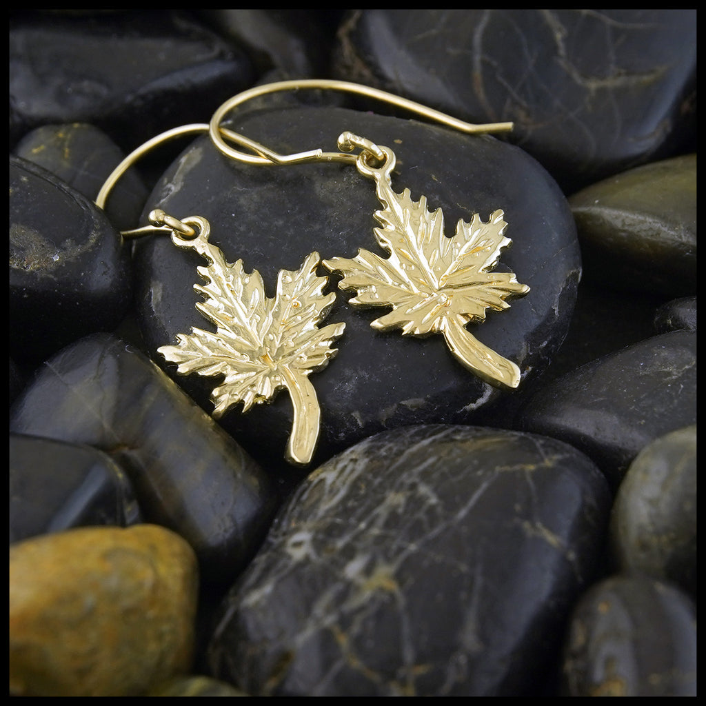 Maple Leaf Earrings in Gold