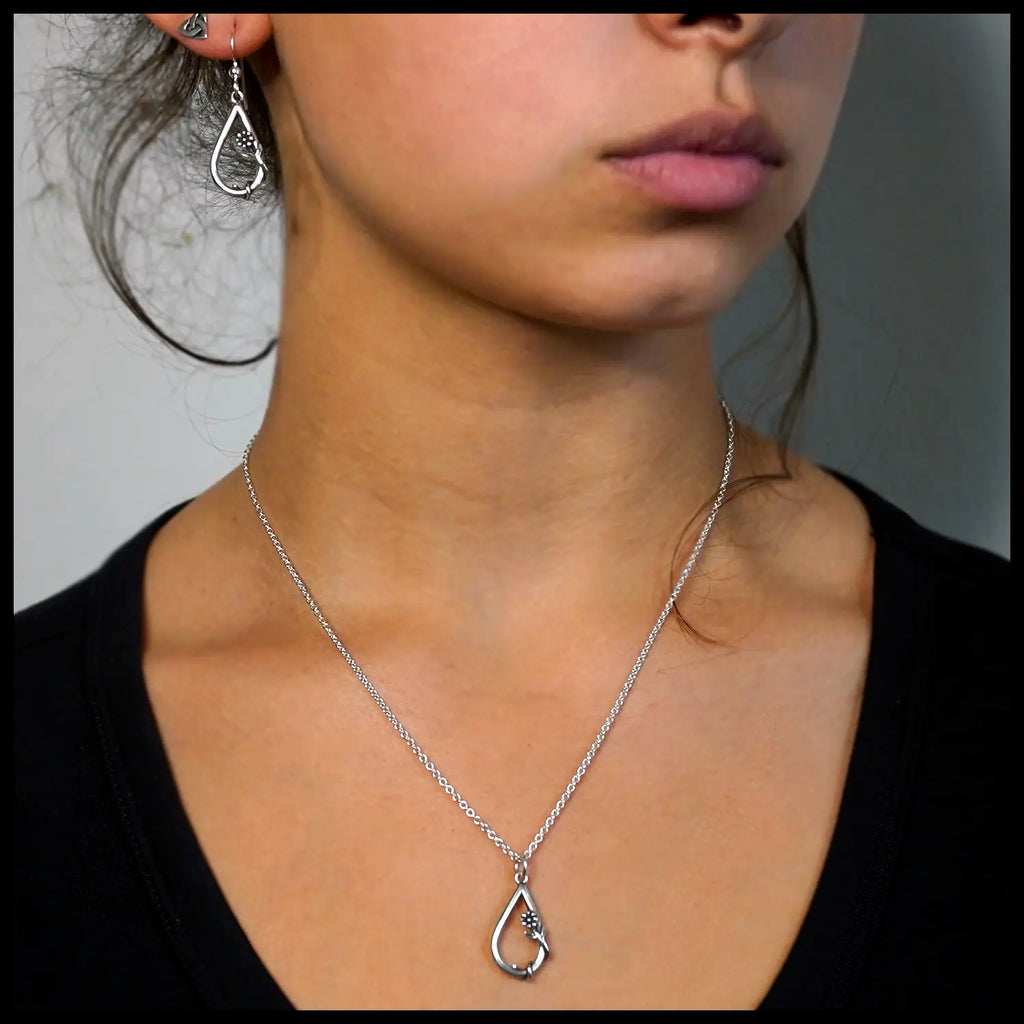 Whimsical Flower Pendant and Earring Set