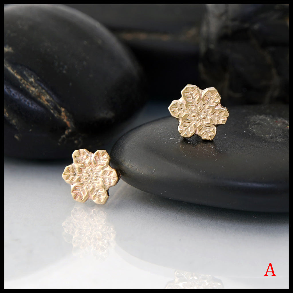 Dainty Snowflake Earrings in Gold: Style A