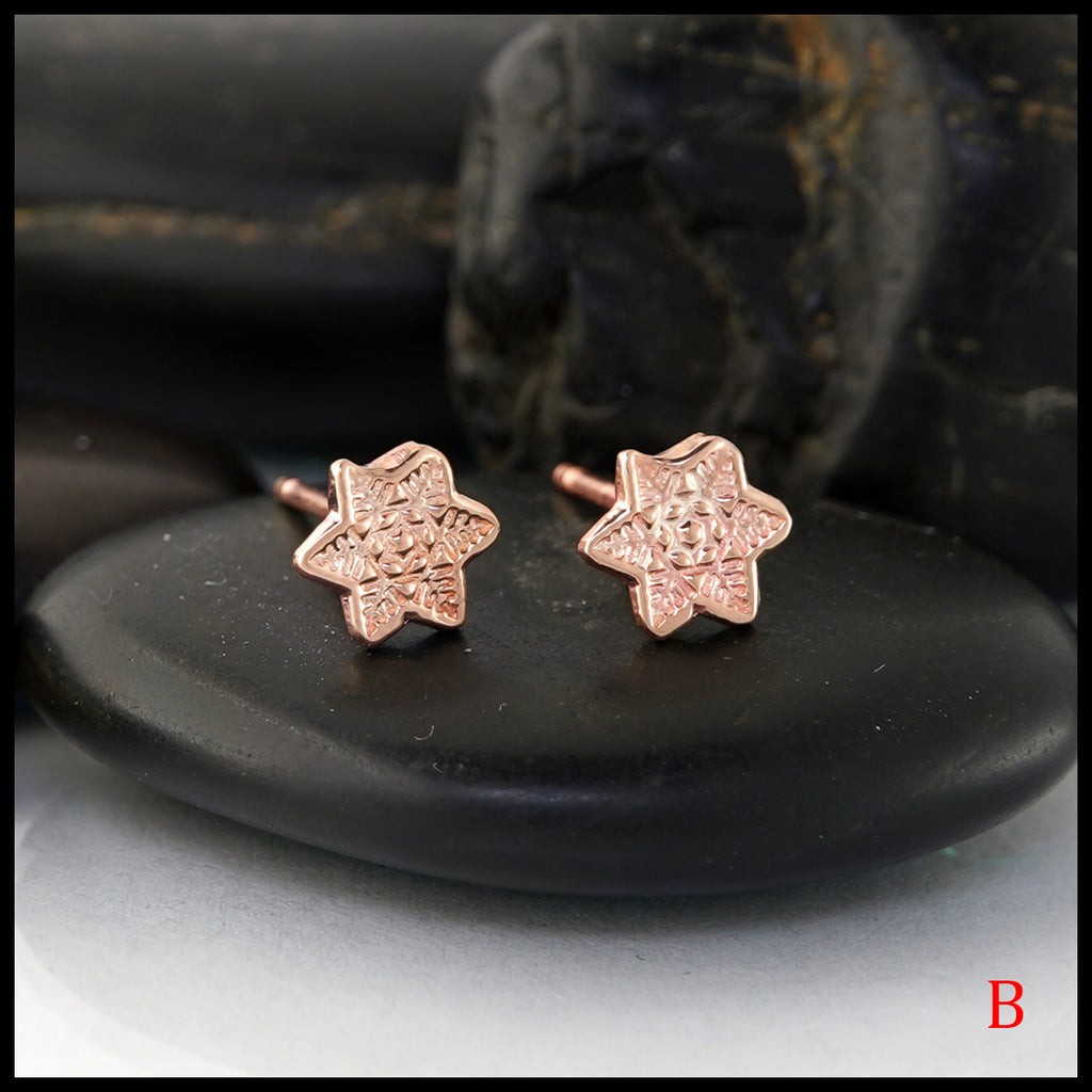 Dainty Snowflake Earrings in Gold: Style B