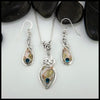Swiss Blue Topaz Frame Pendant and Earrings Set