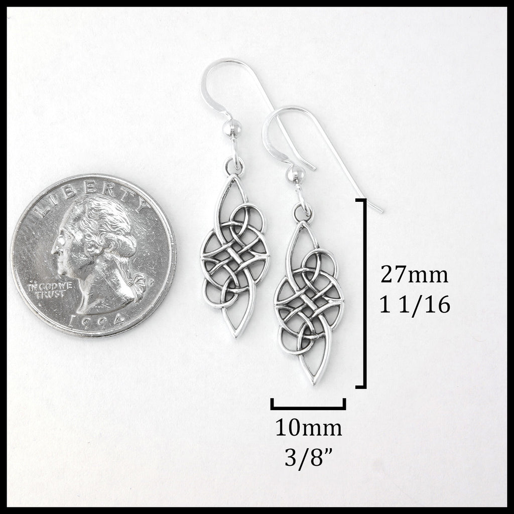 Earrings: Length 27mm 1 1/16" width 10mm 3/8"