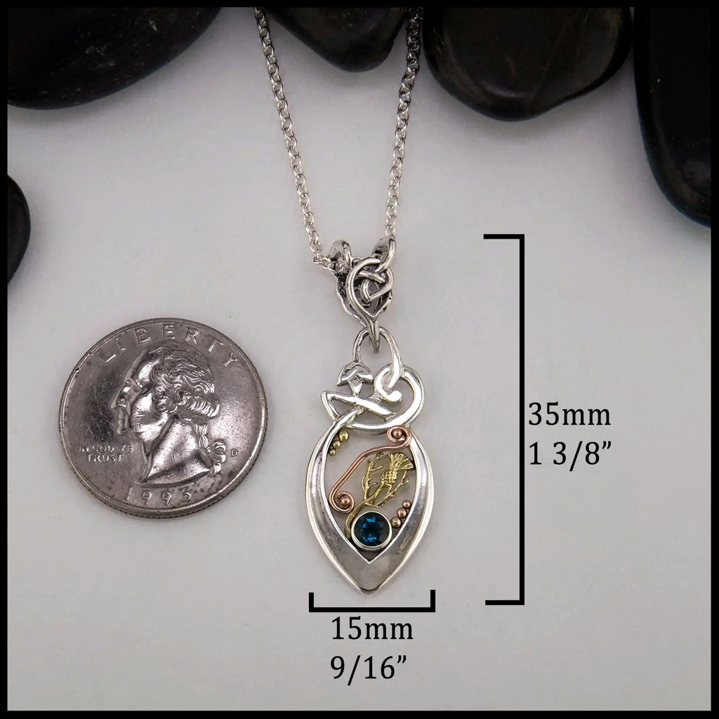 Swiss Blue Topaz Frame Pendant  35mm x 15mm