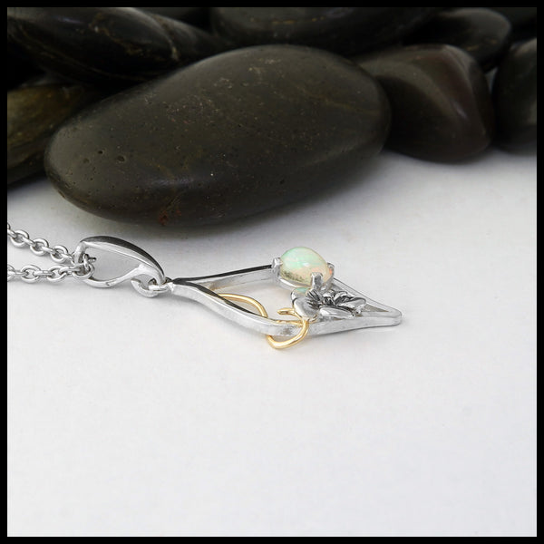 Custom Flower and Opal Frame pendant