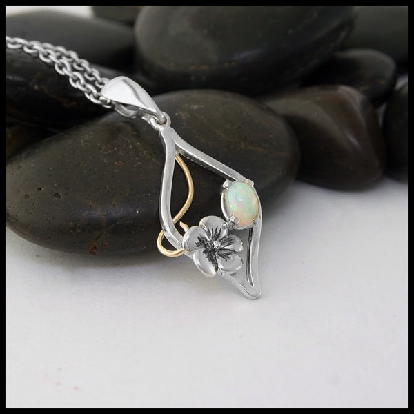 Custom Flower and Opal Frame pendant