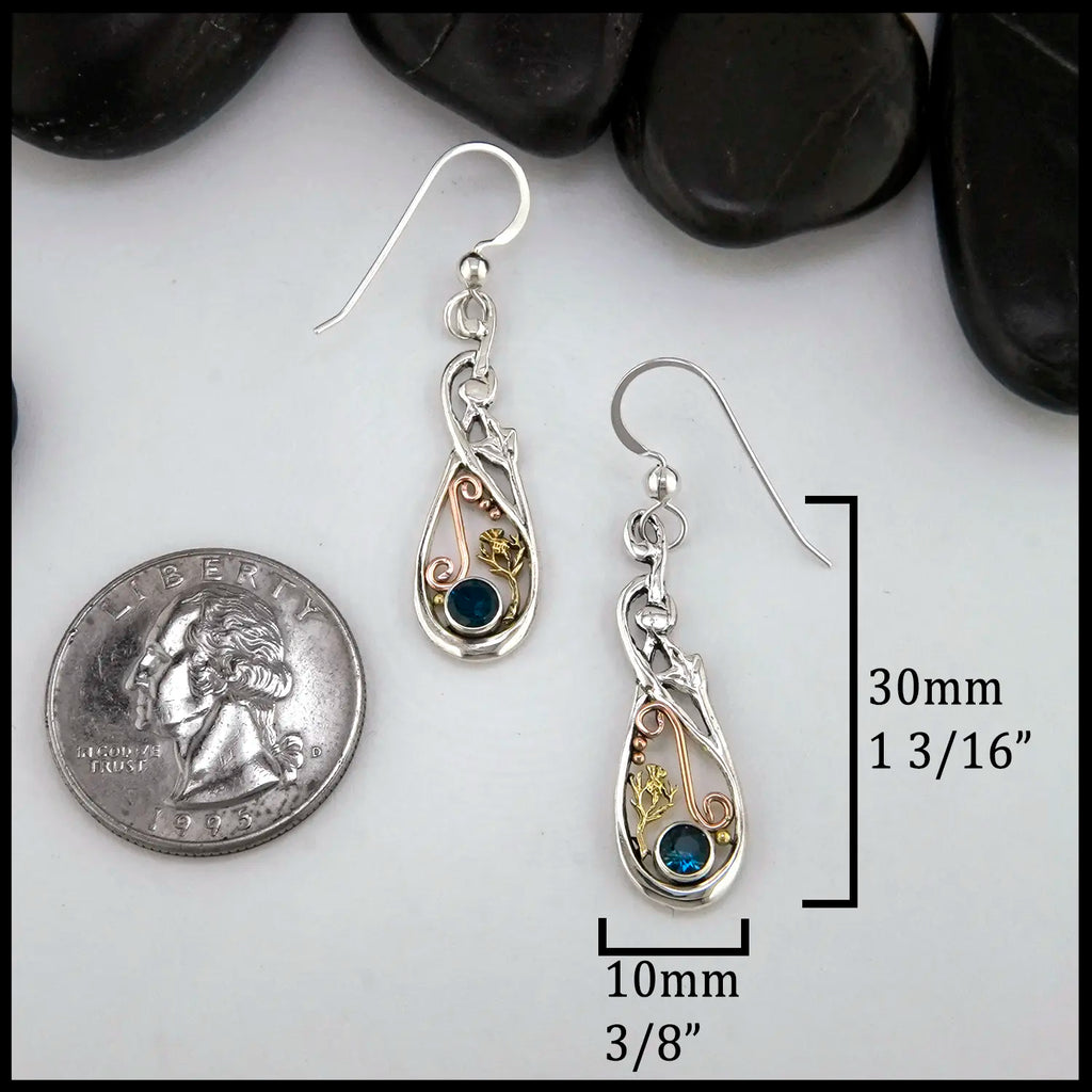 Swiss Blue Topaz Frame Earrings 30mm x 10mm