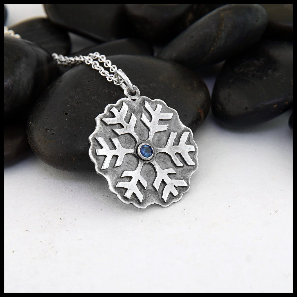 SS Snowflake and Sapphire Pendant