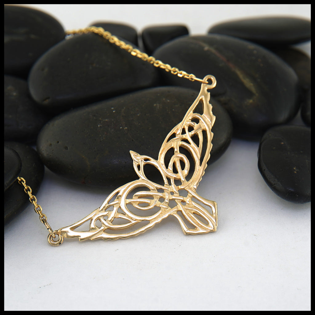 Celtic Raven Necklace in 14K Gold