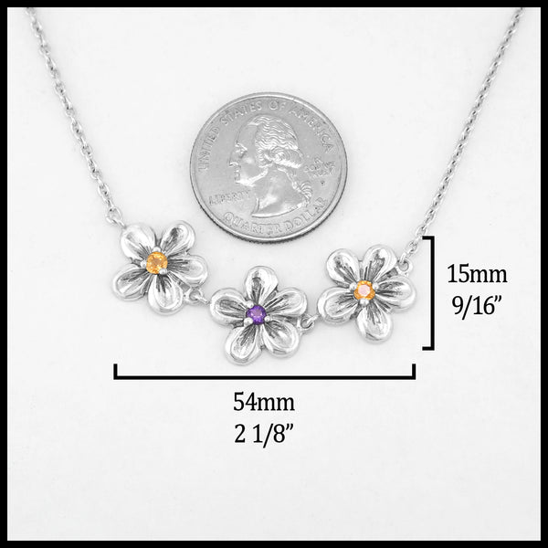 Three Flower Pansy Necklace