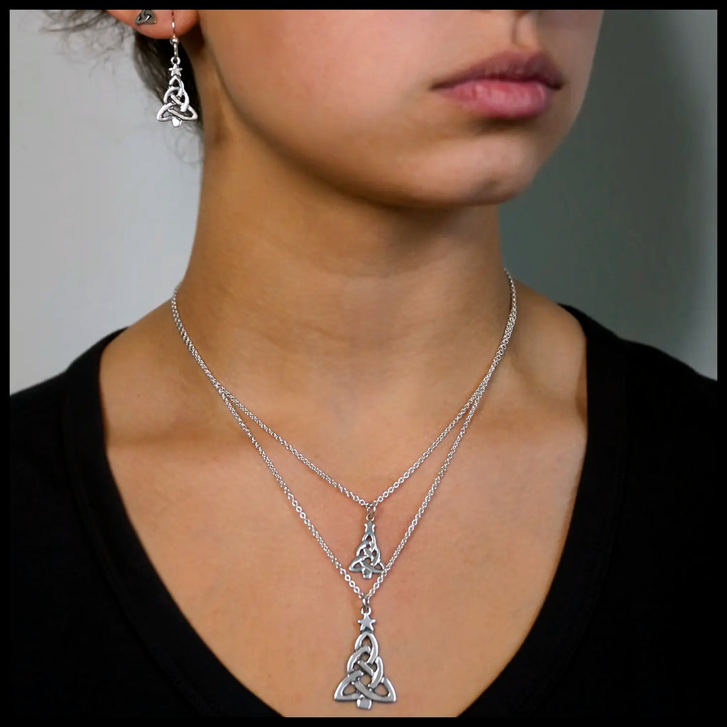 Celtic Christmas Tree Pendant and Earring Set