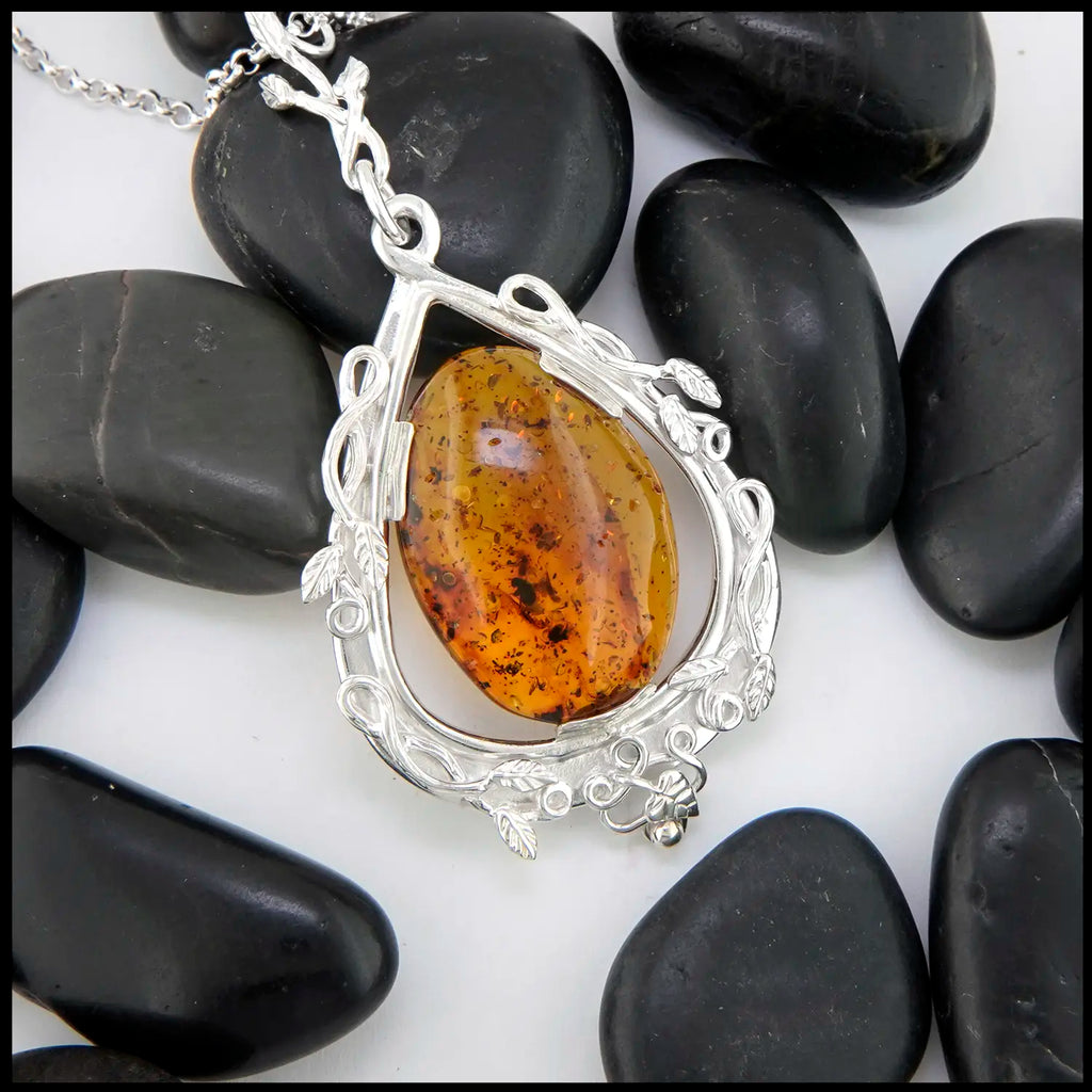 Amber Pendant in Sterling Silver
