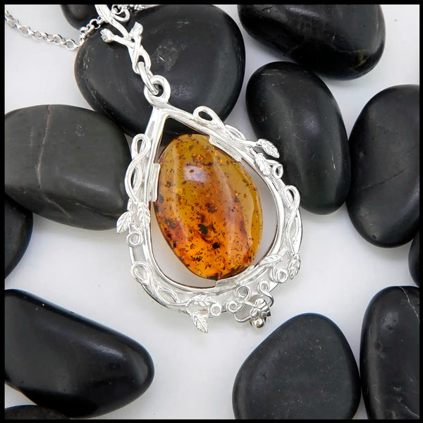 Amber Pendant in Sterling Silver