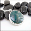 Moss Agate Flower Pendant in Sterling Silver
