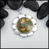 Ocean Jasper Flower Pendant in Sterling Silver