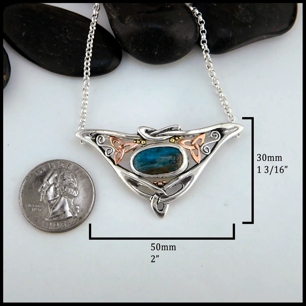 Peruvian Opal Trinity Frame Pendant in Silver, 14K Rose and 18K Yellow Gold
30mm x 50mm