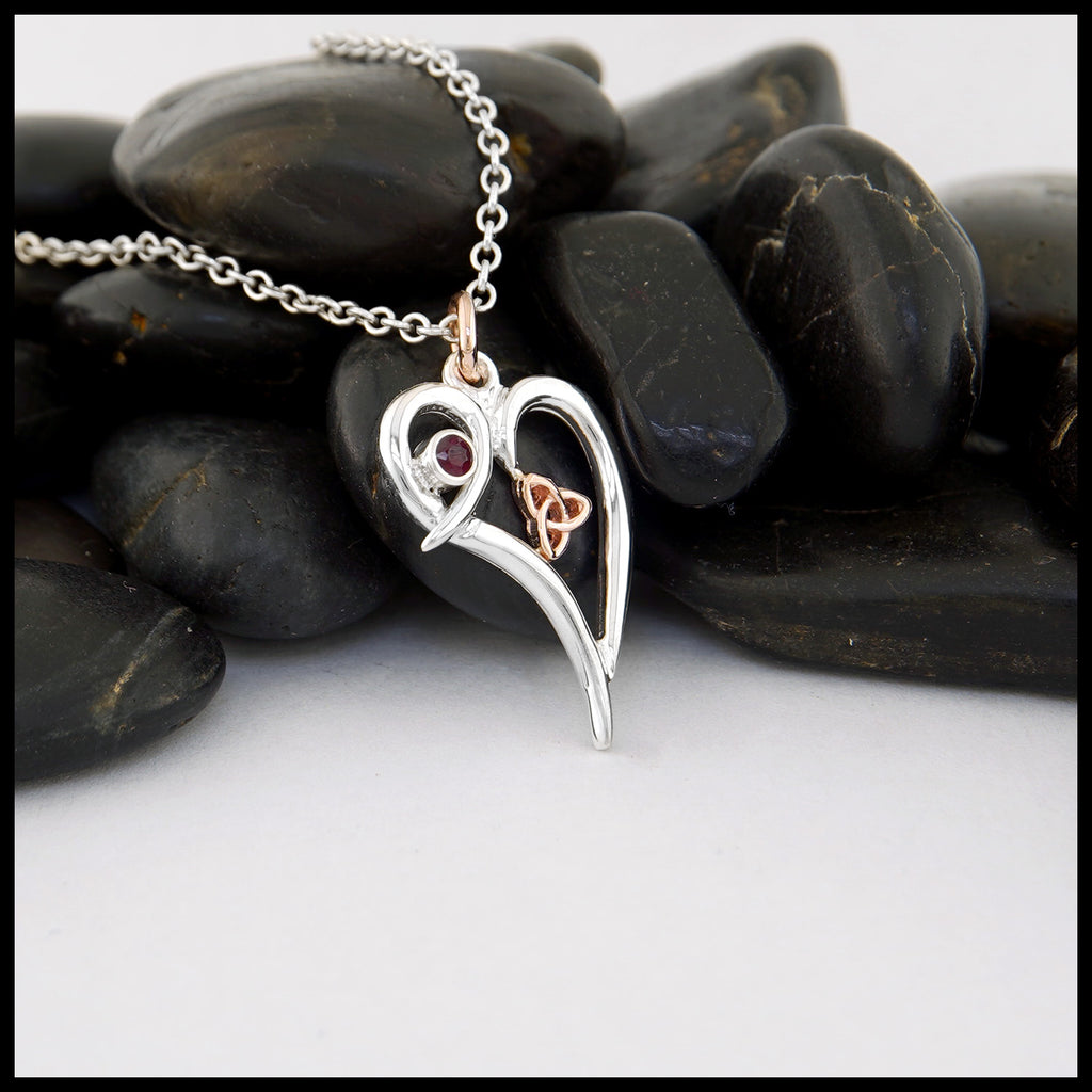 Tangled Heart Pendant with Ruby