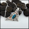 Peruvian Opal Trinity Frame Pendant in Silver, 14K Rose and 18K Yellow Gold