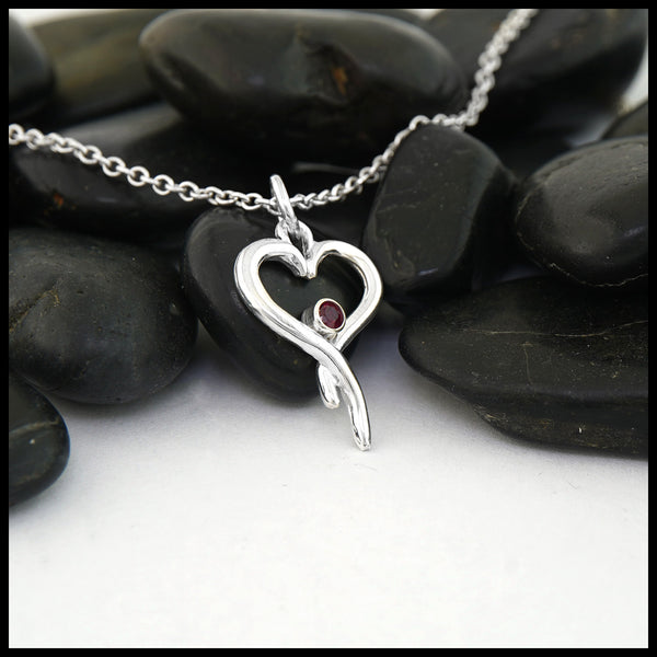 Spiral Heart Pendant with Ruby