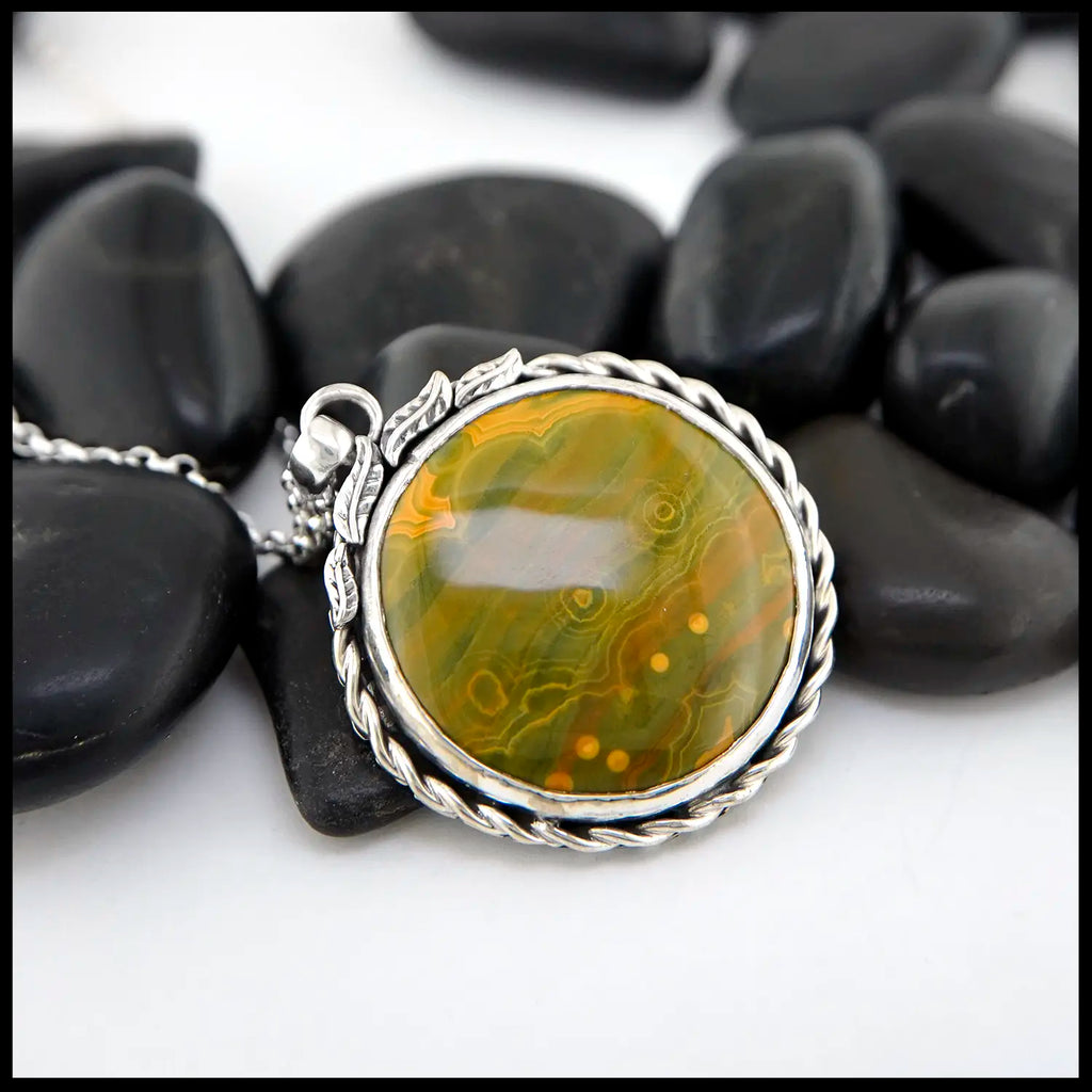 Ocean Jasper pendant in Sterling Silver