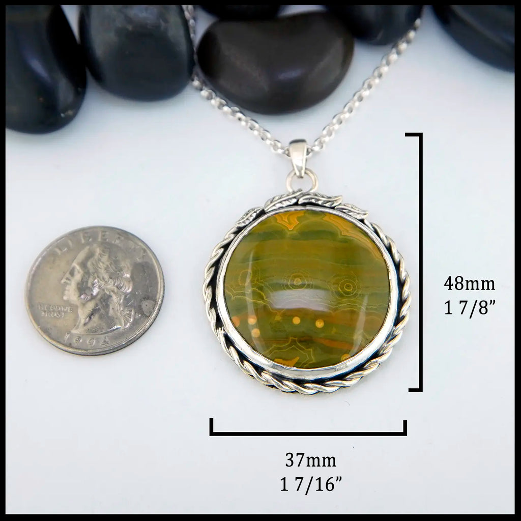 Ocean Jasper pendant in Sterling Silver
48mm x 37mm
