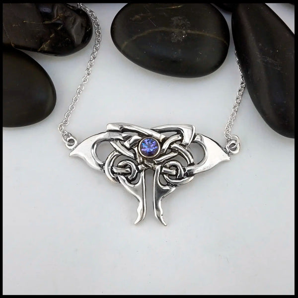 Alexandrite and Amethyst Moth Pendants in Sterling Silver